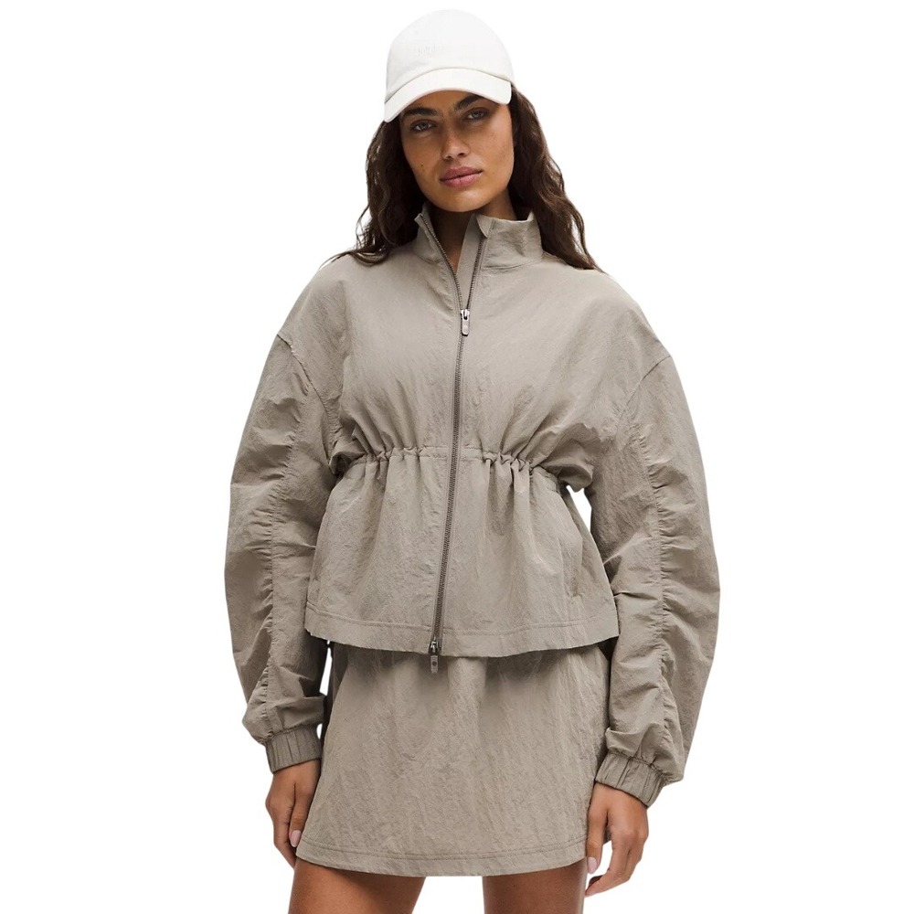 Lululemon Women's Warm Ash Grey Crinkle Nylon Cinchableâ Jacket Size XS